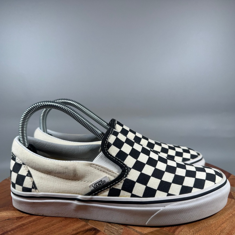 Vans Classic Slip-On Checkerboard Black White Women 7.5 Men 6.0 Sneakers